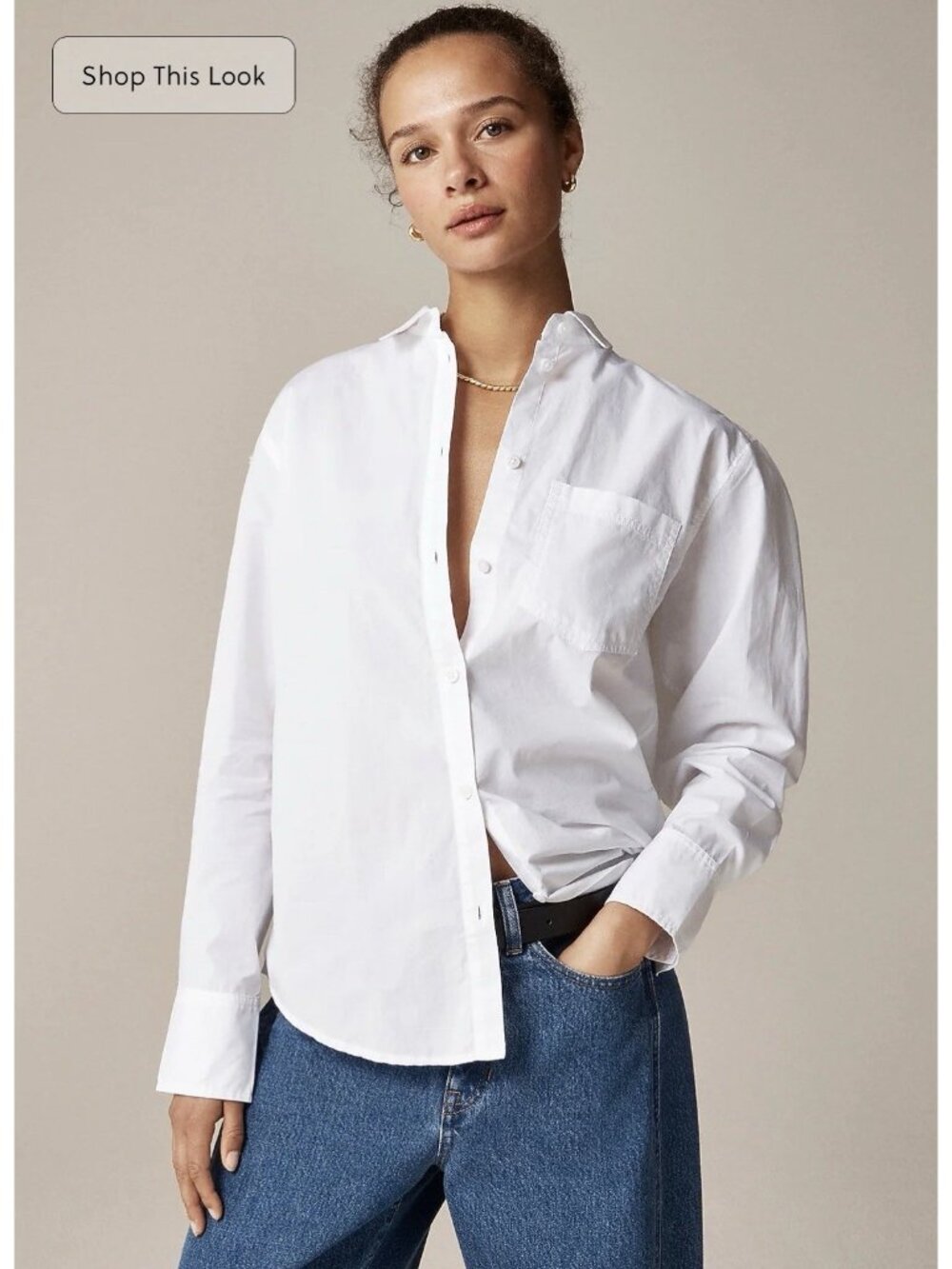 J.Crew Garçon Shirt In Cotton Poplin White Sz 4 Relaxed Button Up Minimalist NWT